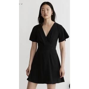 Madewell NWT Women’s Pleated Waist True Wrap Mini Dress Size 4 Black E2